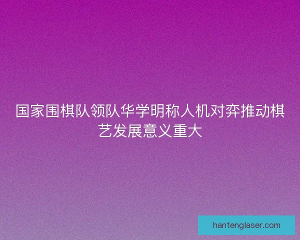 国家围棋队领队华学明称人机对弈推动棋艺发展意义重大